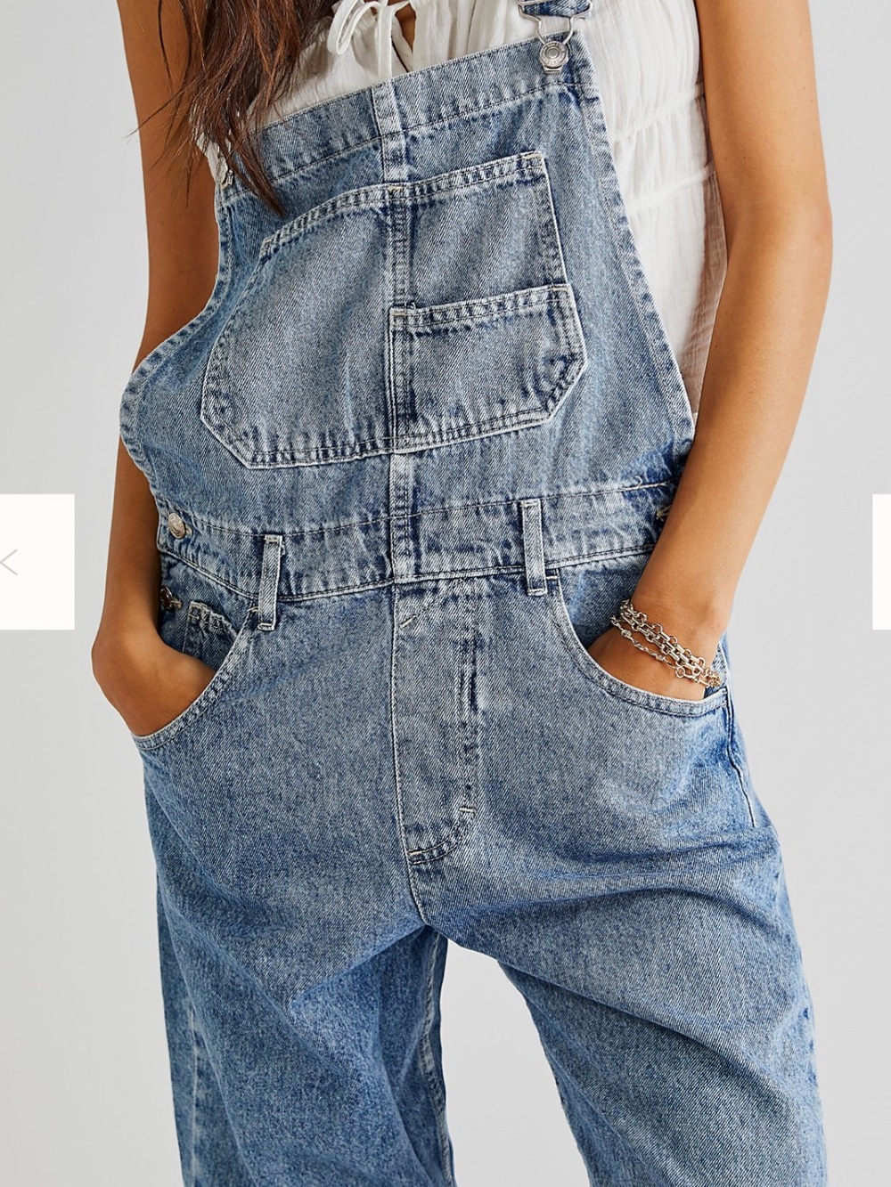 Free People We The Free Ziggy Denim OverAll light Blue Overalls